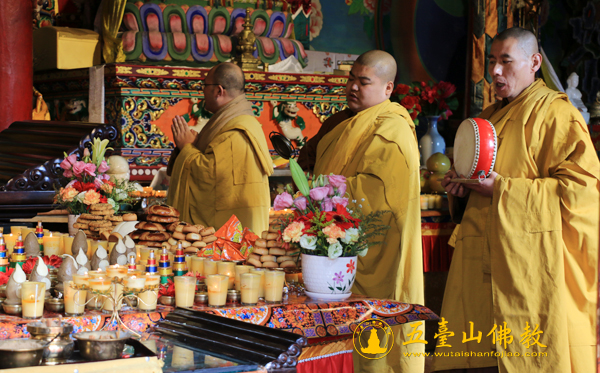 圆照寺僧众诵经祈福